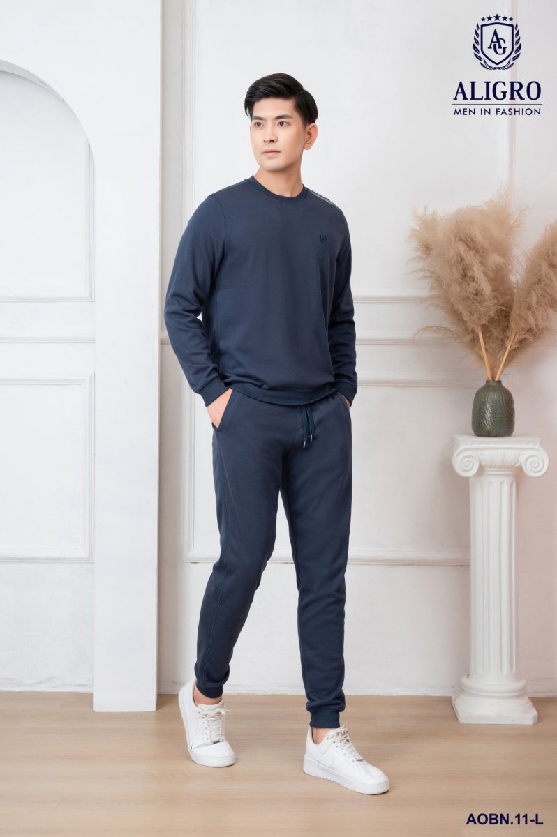 Quần bộ nỉ cổ tròn trần bông Navy